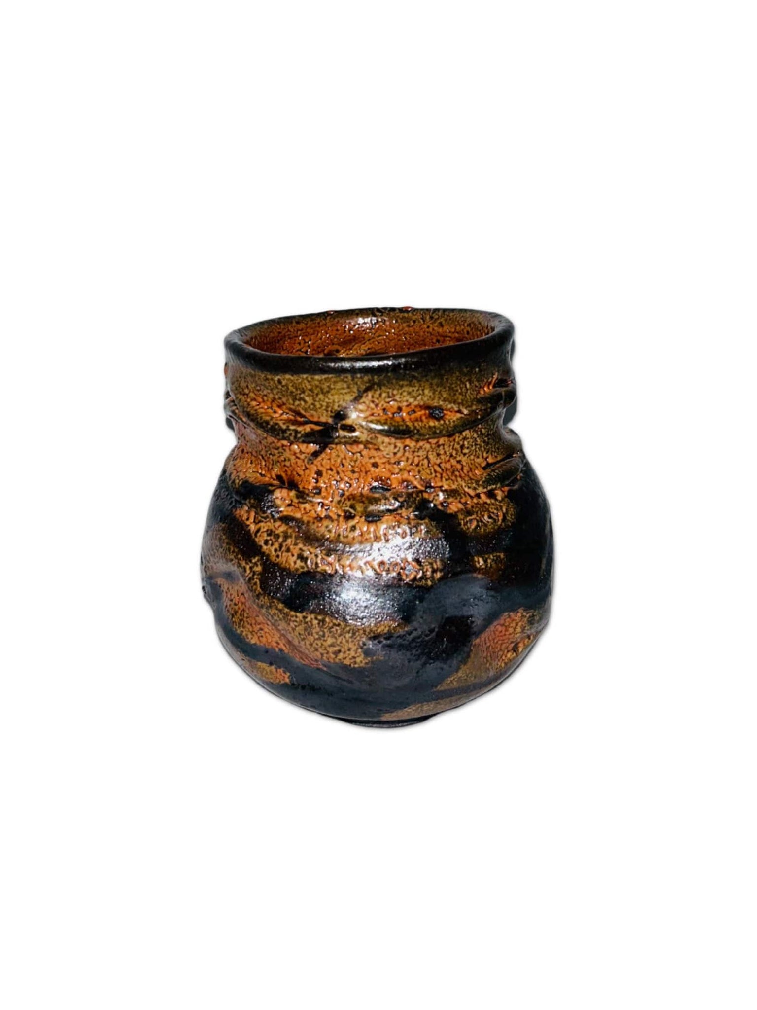 Case Study Objects Brown and orange glazed pottery vase/bowl La Bomba Floristry Vancouver Canada