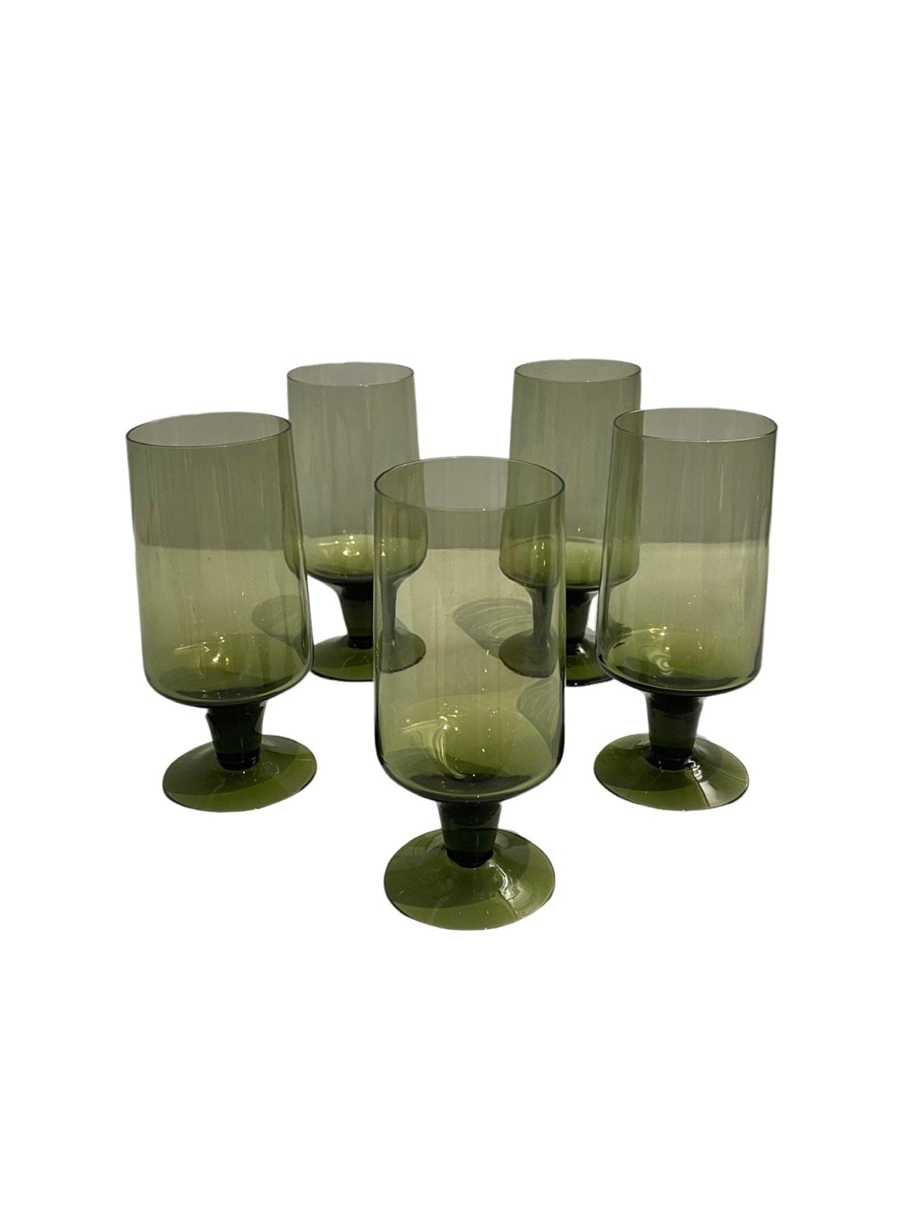 Case Study Objects Set of 5 Green Wine Glasses La Bomba Floristry Vancouver Canada
