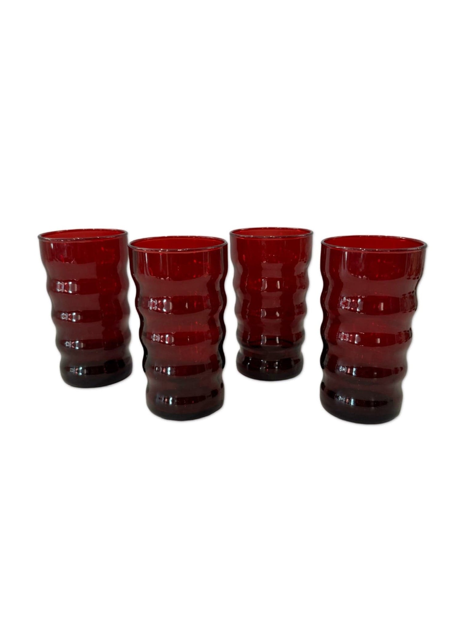 Case Study Objects Set of 4 Amber Hocking Red Ripple Glasses La Bomba Floristry Vancouver Canada