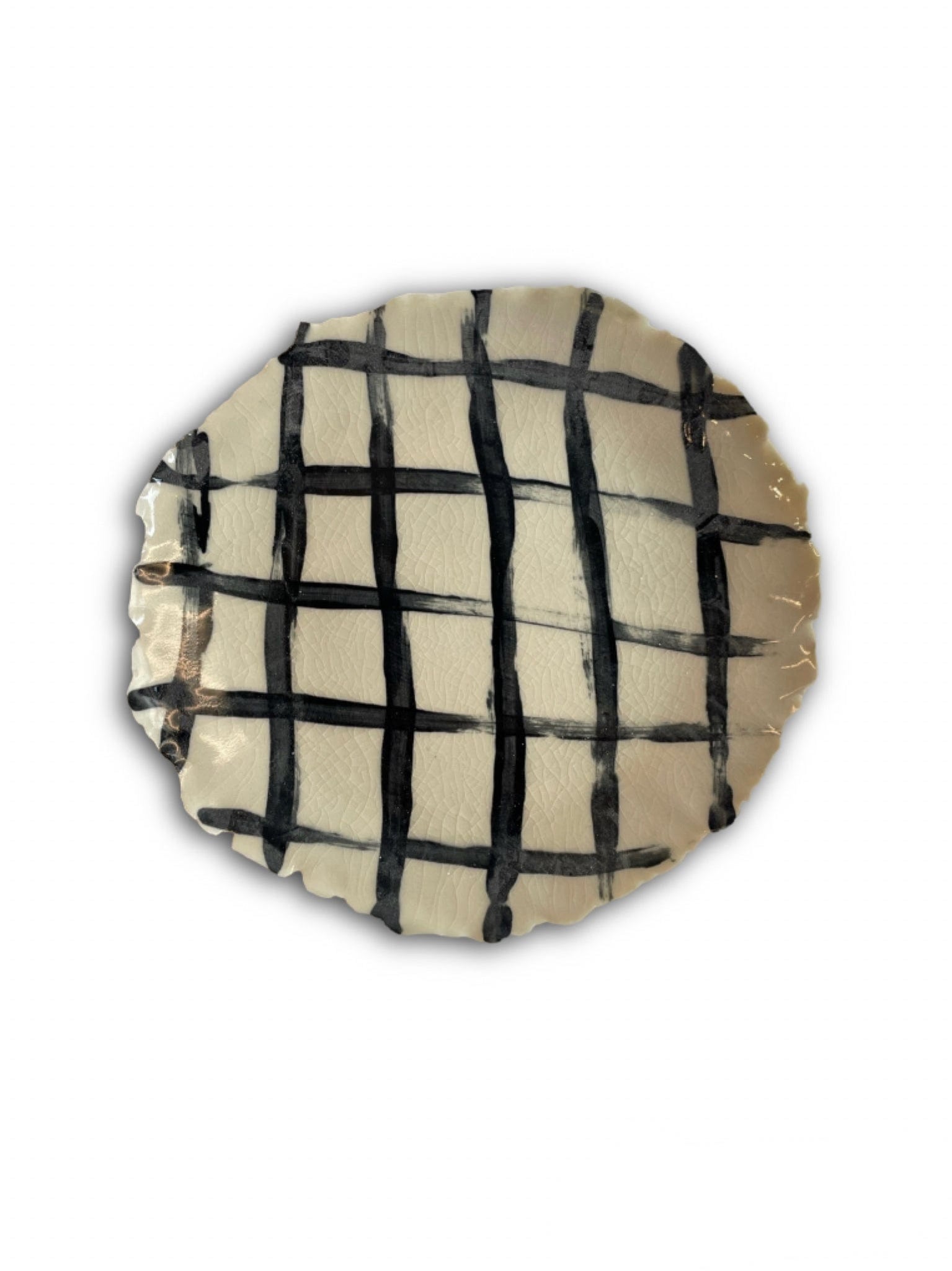 La Bomba Floristry Nathalee Paolinelli - Torn Edge Plate in Cream with Black Grid La Bomba Floristry Vancouver Canada