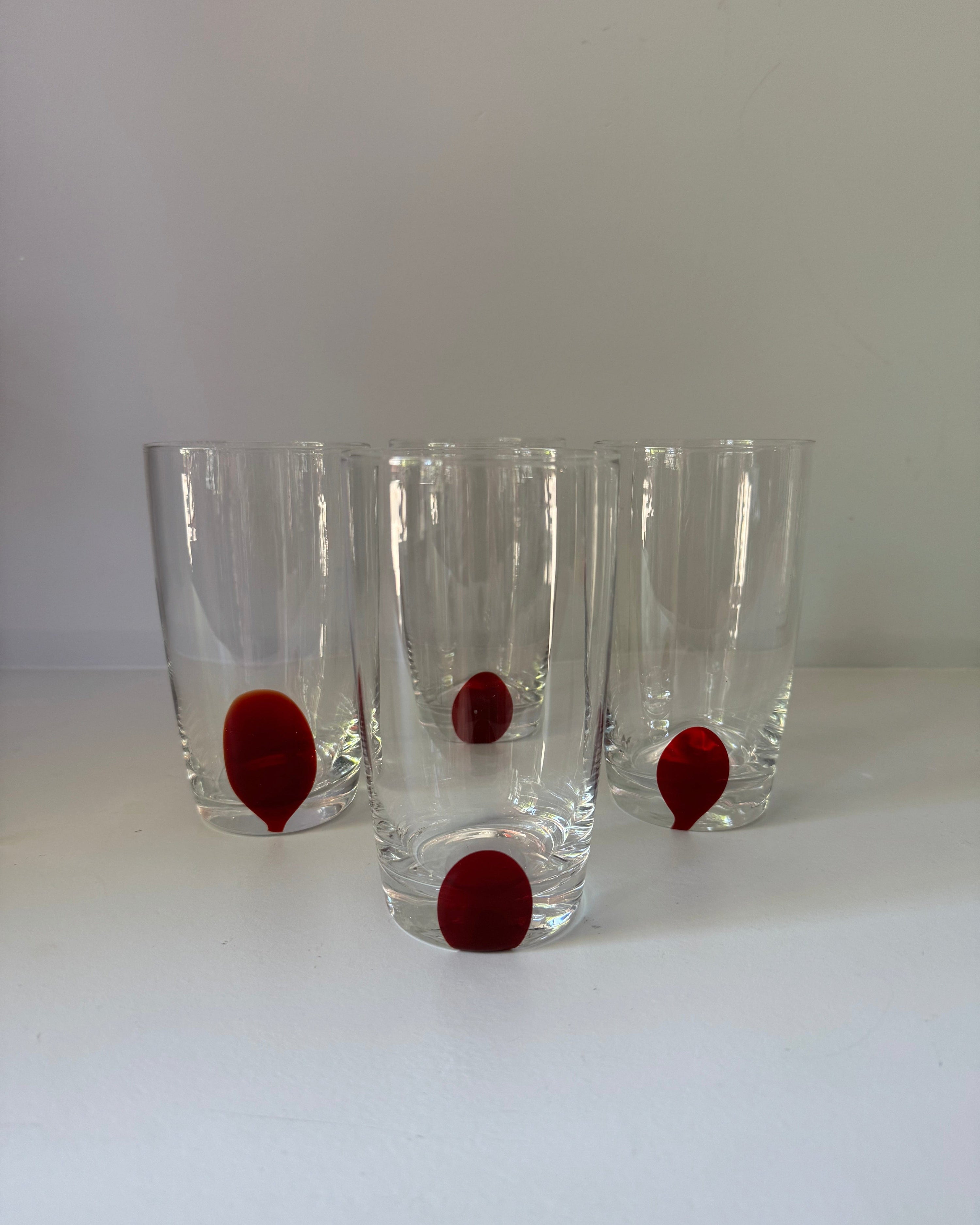 Ode Set of 4 red dot glasses La Bomba Floristry Vancouver Canada Set of 4 red dot glasses